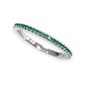 Pierścionek srebrny RING z zielonymi cyrkoniami | EJR183