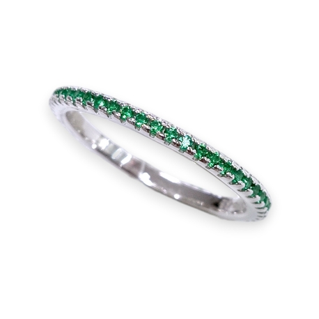 Pierścionek srebrny RING z zielonymi cyrkoniami | EJR183 (1)